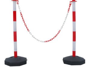 2 Poteaux plastiques du balisage (H: 85cm) + Chaine 5m